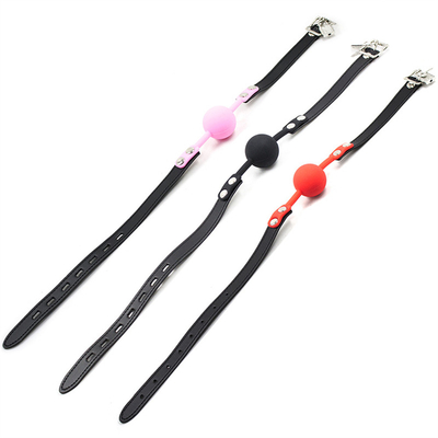 Slot Speelgoed Volwassenen Spelen Fetisch Silicone Mond Gag Ball Pu Leer Bondage Belemmeringen Roze Rood Zwart Kleur