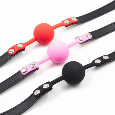 Slot Speelgoed Volwassenen Spelen Fetisch Silicone Mond Gag Ball Pu Leer Bondage Belemmeringen Roze Rood Zwart Kleur