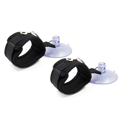 Cotton Black Bondage Handboeien Met Sterke Zuigbeker Zuiger Voor Cosplay Games