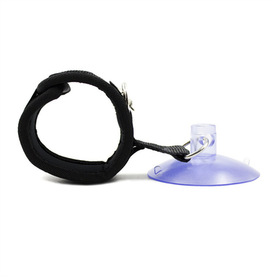 Cotton Black Bondage Handboeien Met Sterke Zuigbeker Zuiger Voor Cosplay Games