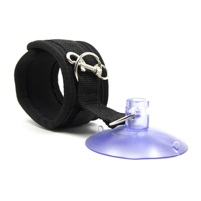 Cotton Black Bondage Handboeien Met Sterke Zuigbeker Zuiger Voor Cosplay Games