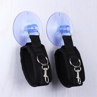 Cotton Black Bondage Handboeien Met Sterke Zuigbeker Zuiger Voor Cosplay Games