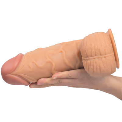 Zwakke grote siliconen dildo realistische zuigbeker mannelijke kunstmatige penis voor vrouw