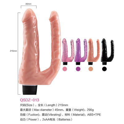 Nieuw aangekomen Vrouwelijk seksspeeltje Vibrating Double Dildo TPE Vibrator Op promotie