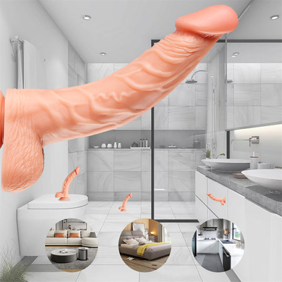 Draagbare TPE realistische dildo vibrator voor lesbisch stimulerend seksspeelgoed