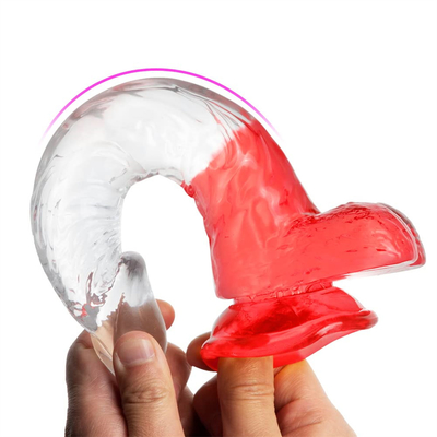 2024 hot sell TPR COLORFUL CLEAR curving dildo voor mannen en vrouwen