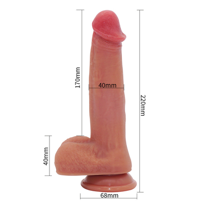 Oplaadbare Teleskopische Draaiende Thrusting Dildo Vibrator Vrouwen Seksspeelgoed Silicone Realistische Grote Donkere Bruine Dildo