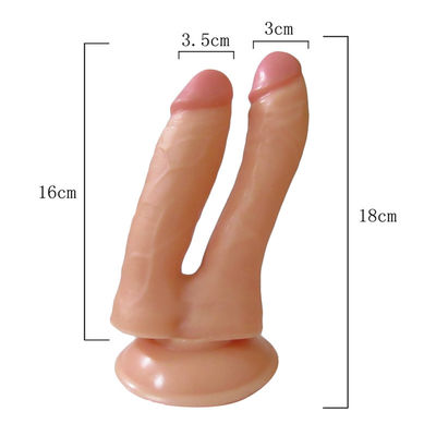 Dubbele einde realistische dildo voor vrouwelijk homo stel dubbelzijdig penetratie-apparaat met gesimuleerde peniszuiging